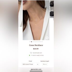 New NIB GLAMORISTIC petite cross necklace with a 14-15” chain